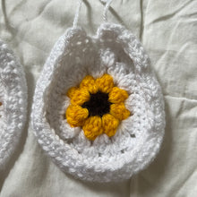 Load image into Gallery viewer, White Crochet Sunflower Headphone Cover
