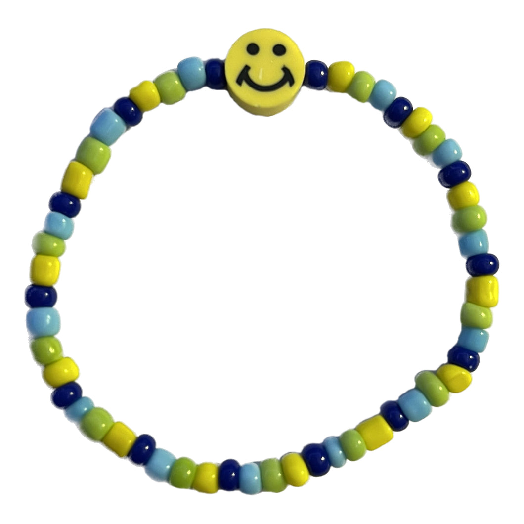 Blue Green Yellow Smiley Face Bracelet
