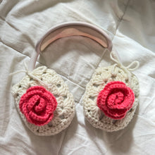 Load image into Gallery viewer, Crochet Rose Headphone Covers
