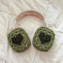 Load image into Gallery viewer, Green Crochet Heart Headphone Covers
