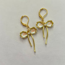 Load image into Gallery viewer, Gold Bow Iridescent Earrings
