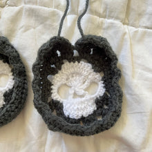Load image into Gallery viewer, Grey Crochet Skull Headphone Cover
