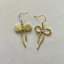 Load image into Gallery viewer, Gold Bow Iridescent Earrings
