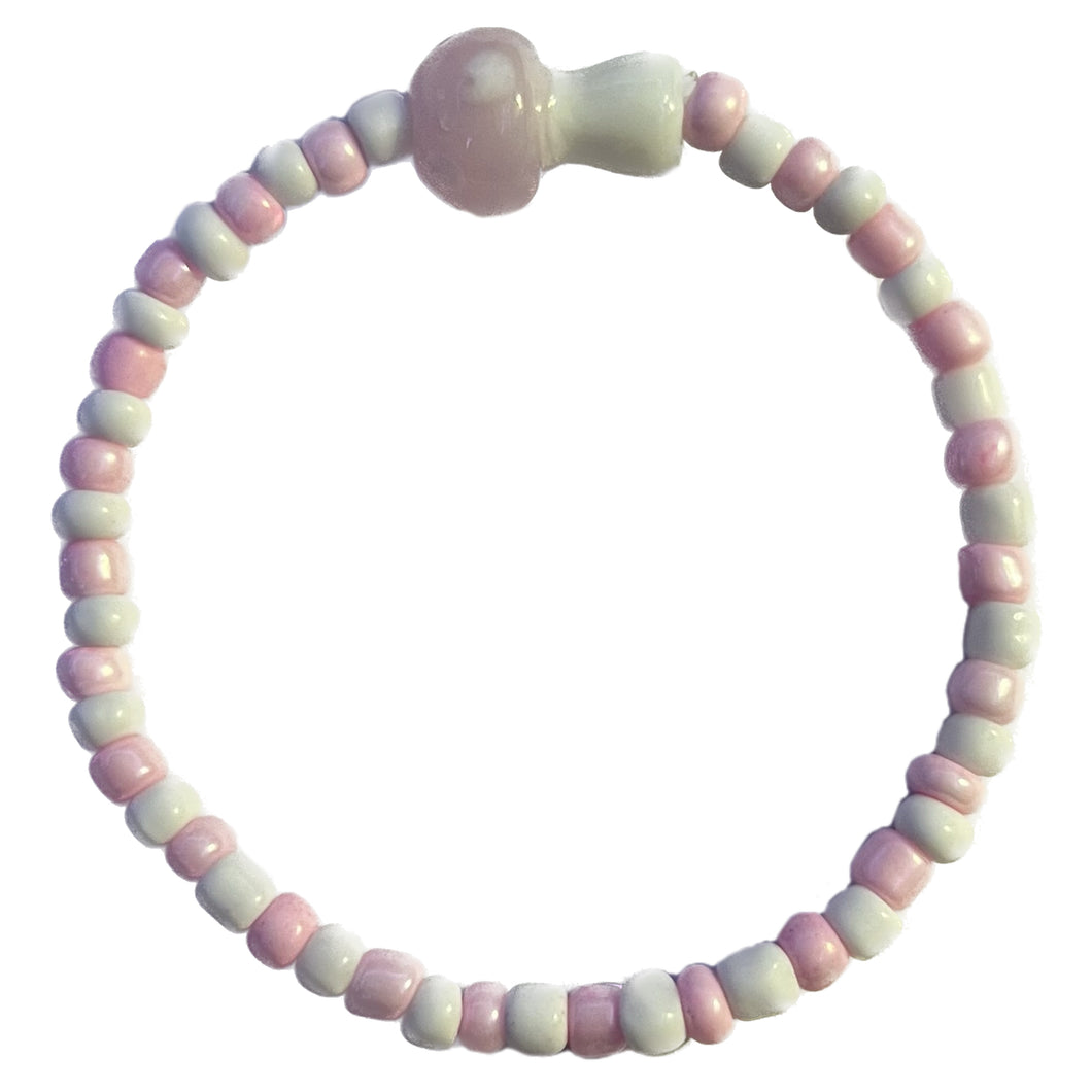 Pink and White Mushroom Bracelet