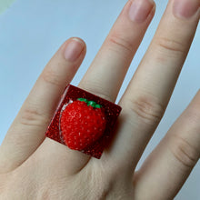 Load image into Gallery viewer, Red Strawberry Glitter Ring
