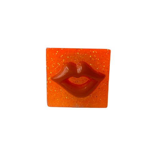 Orange Lips Glitter Ring
