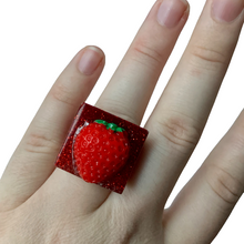 Load image into Gallery viewer, Red Strawberry Glitter Ring
