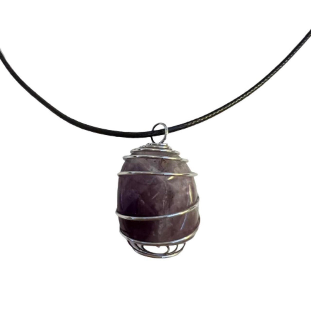 Silver Amethyst Wrapped Necklace