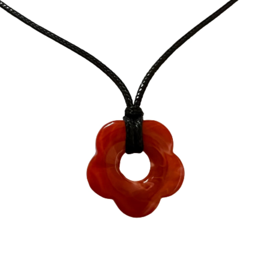 Dark Orange Flower Necklace