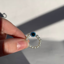 Load image into Gallery viewer, Evil Eye Pearl Ring

