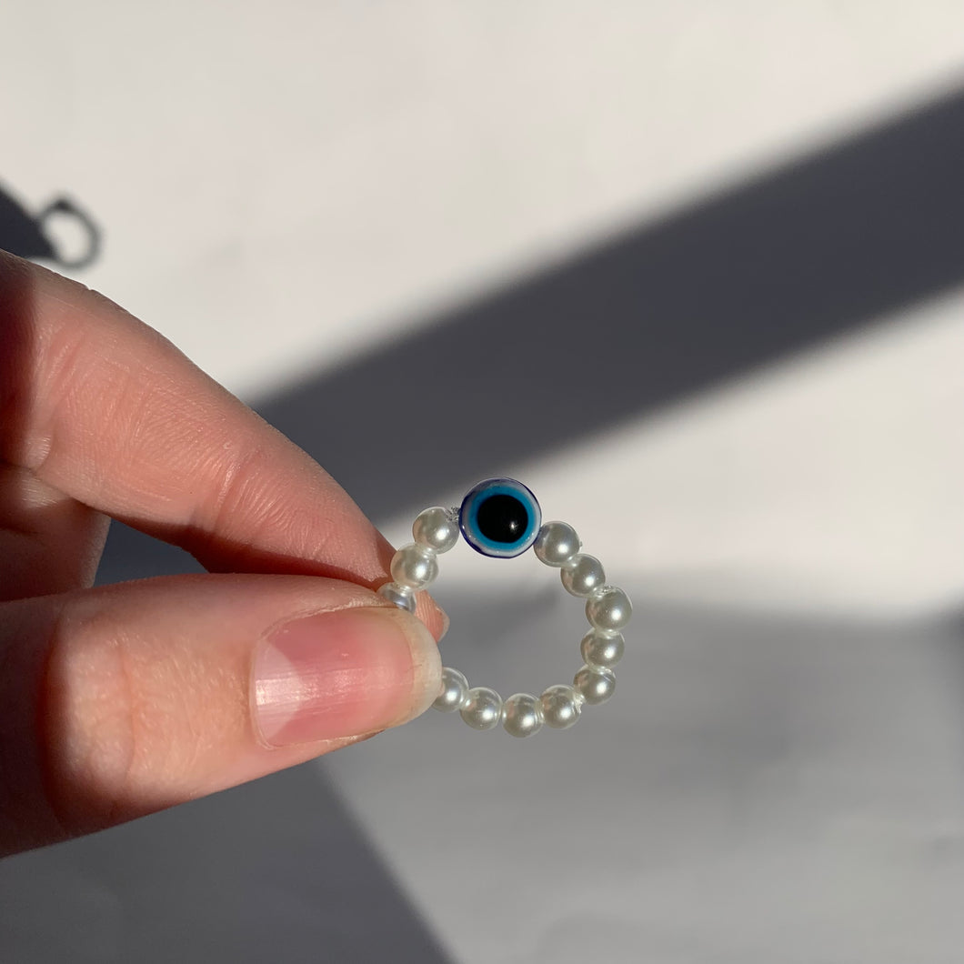 Evil Eye Pearl Ring