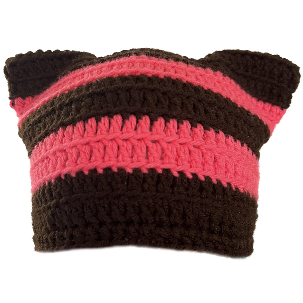 Brown and Pink Cat Hat