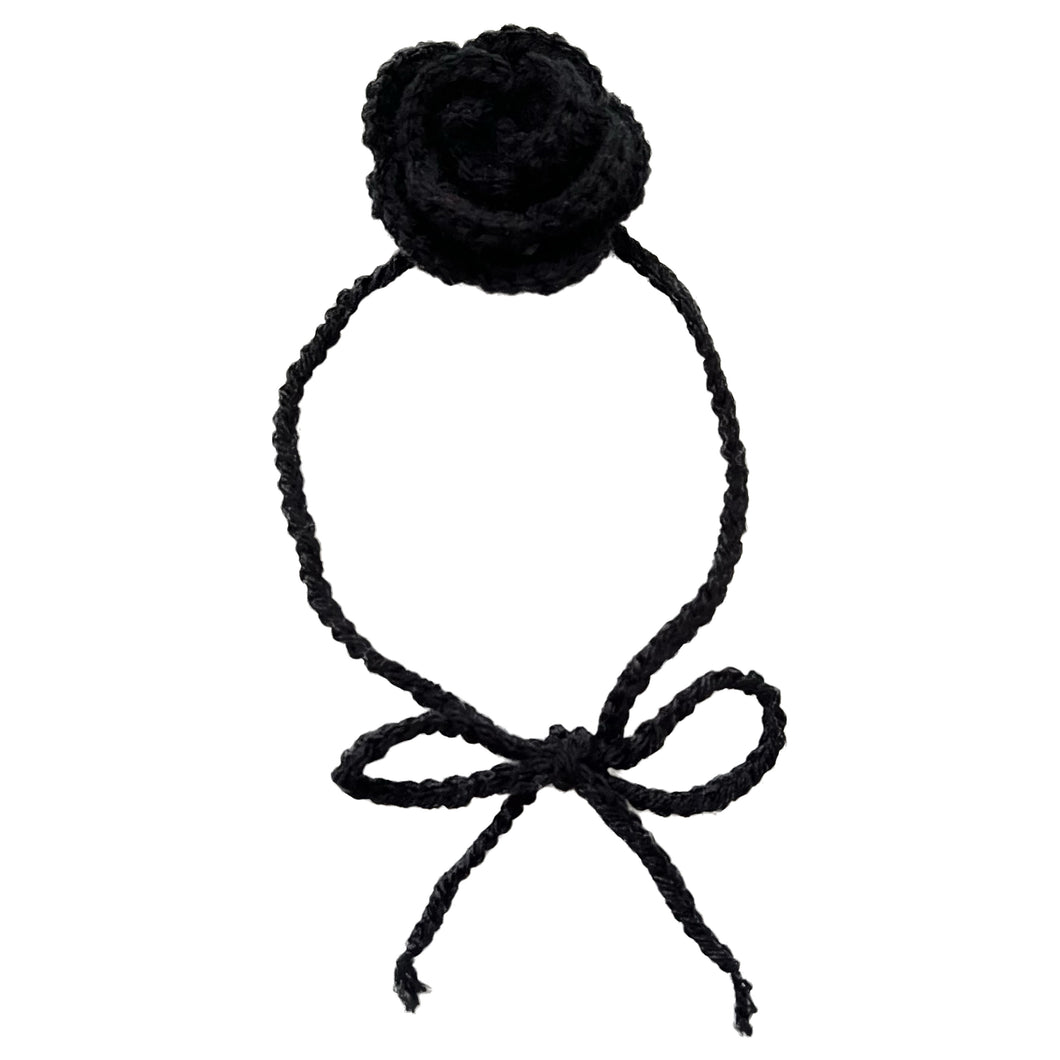 Black Crochet Rose Choker