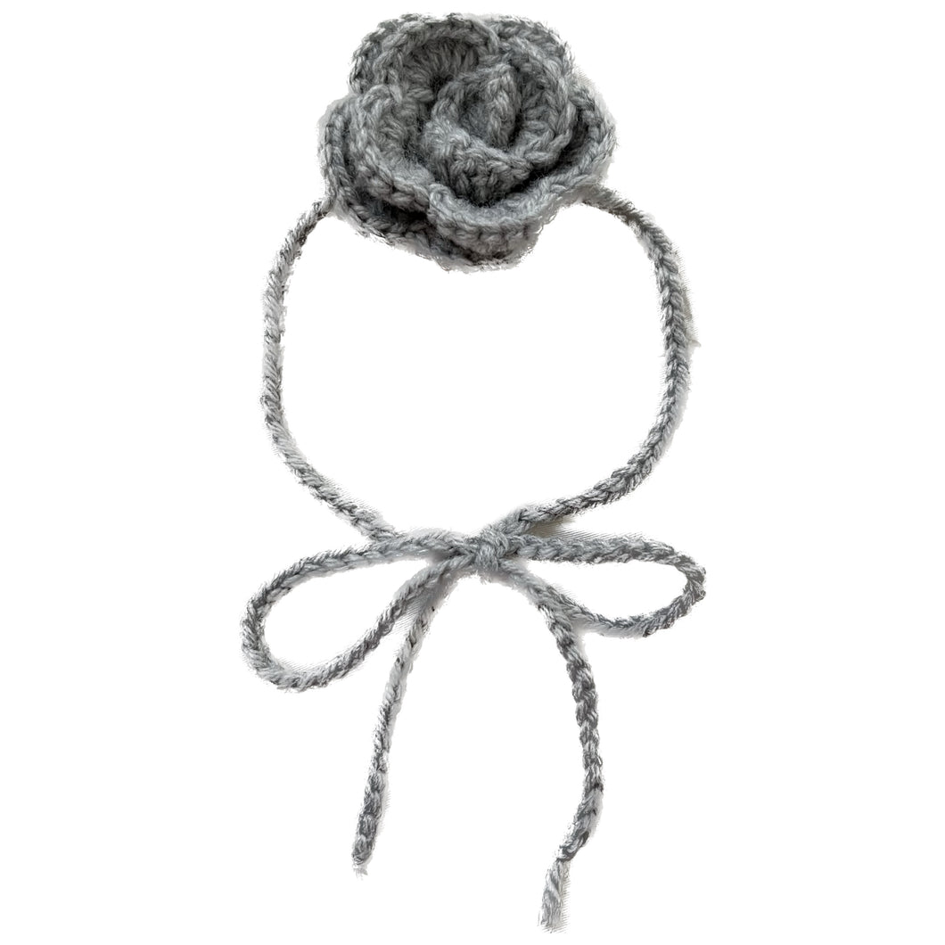 Grey Crochet Rose Choker