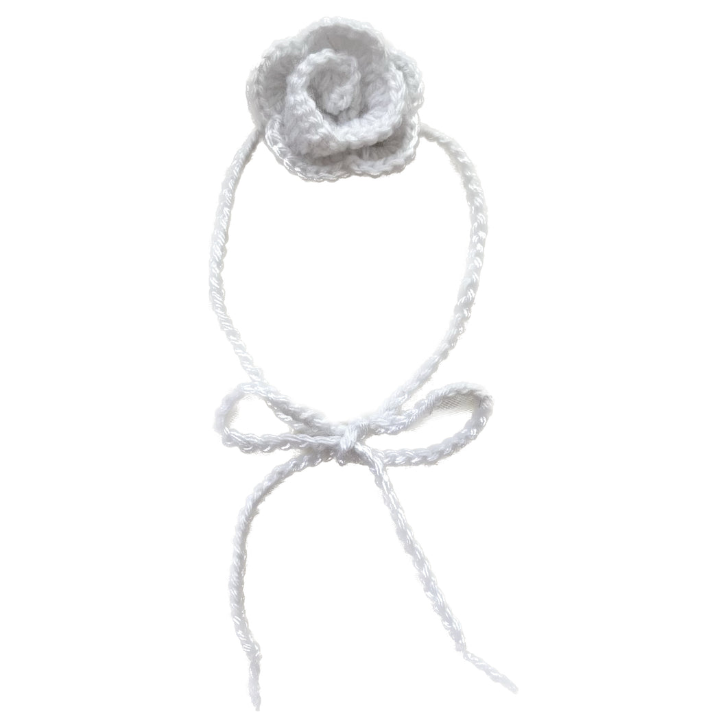 White Crochet Rose Choker