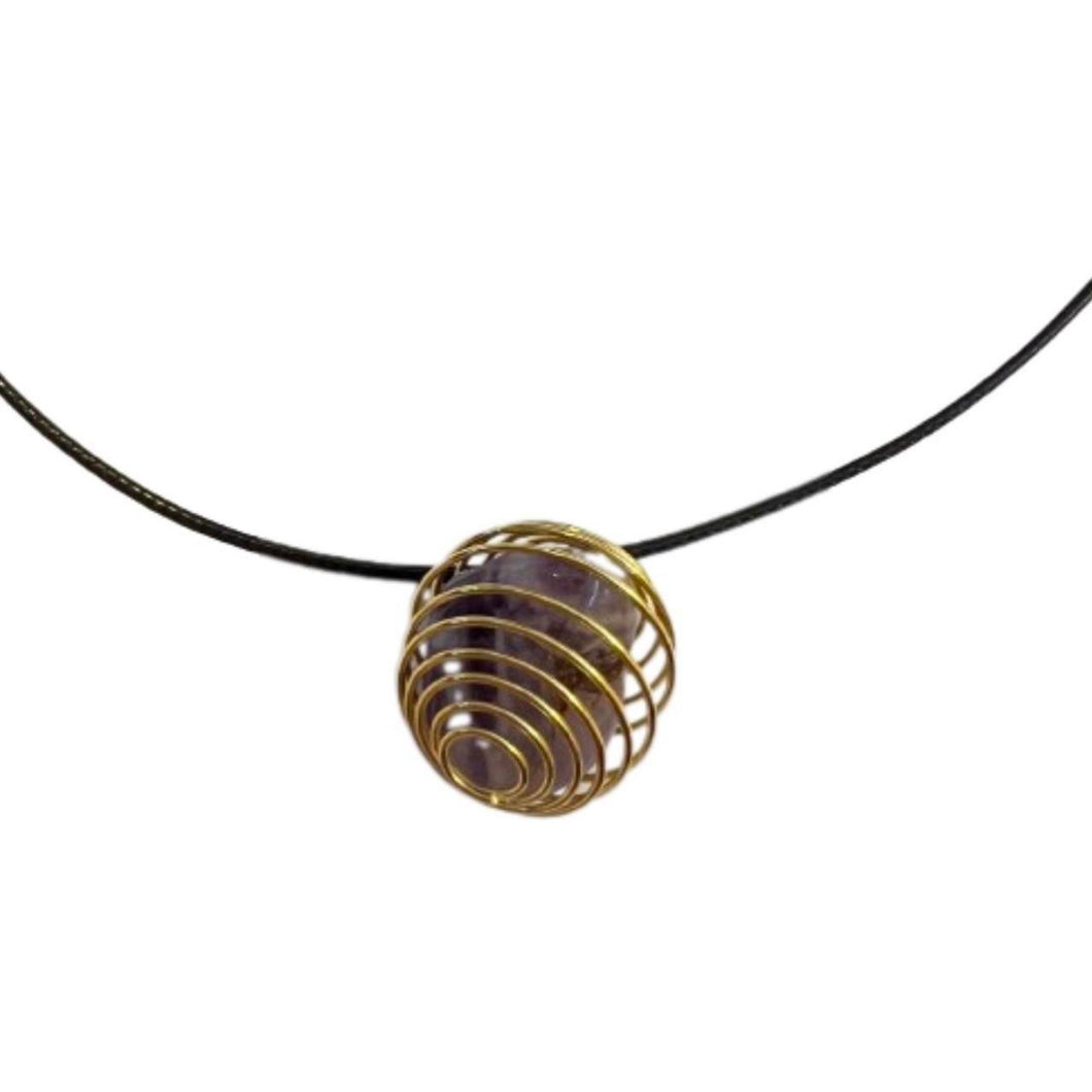 Gold Amethyst Wrapped Necklace