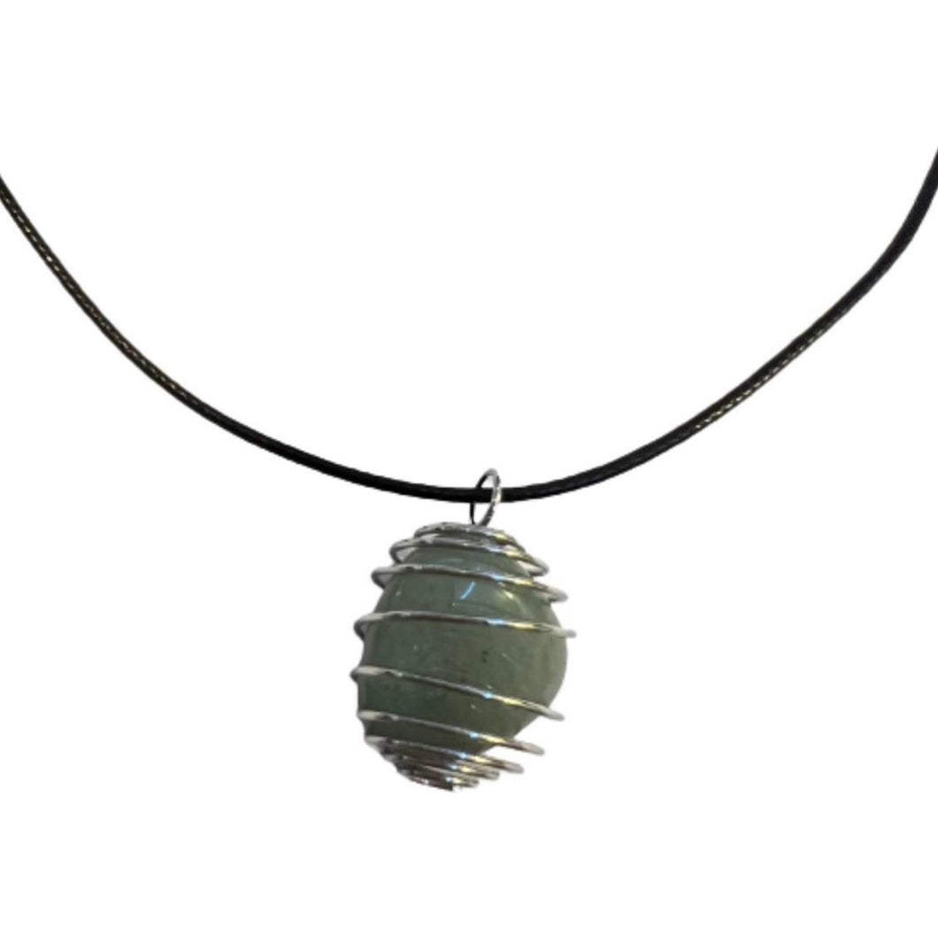 Silver Aventurine Wrapped Necklace