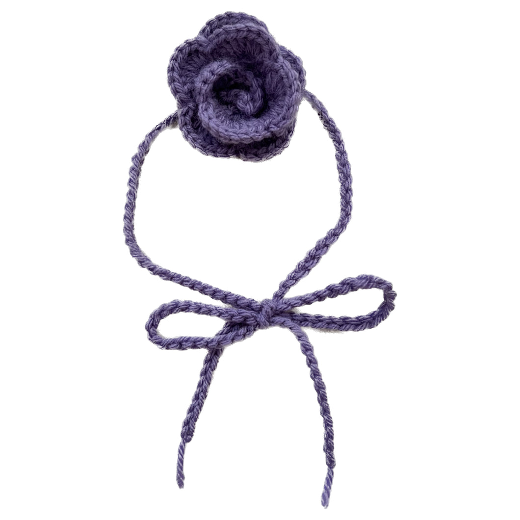 Purple Crochet Rose Choker