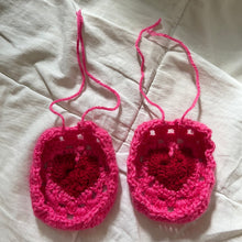 Load image into Gallery viewer, Pink Crochet Heart Headphone Covers

