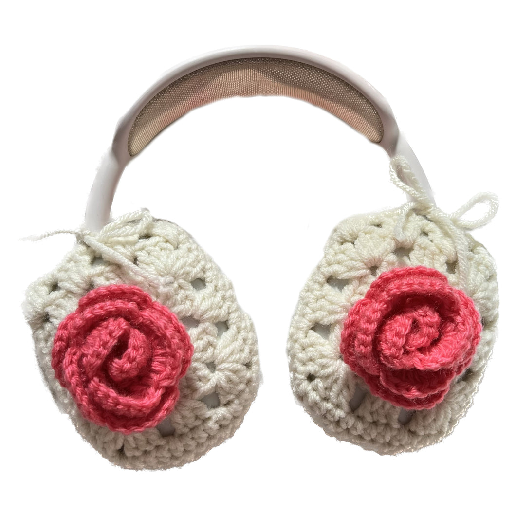 Crochet Rose Headphone Covers