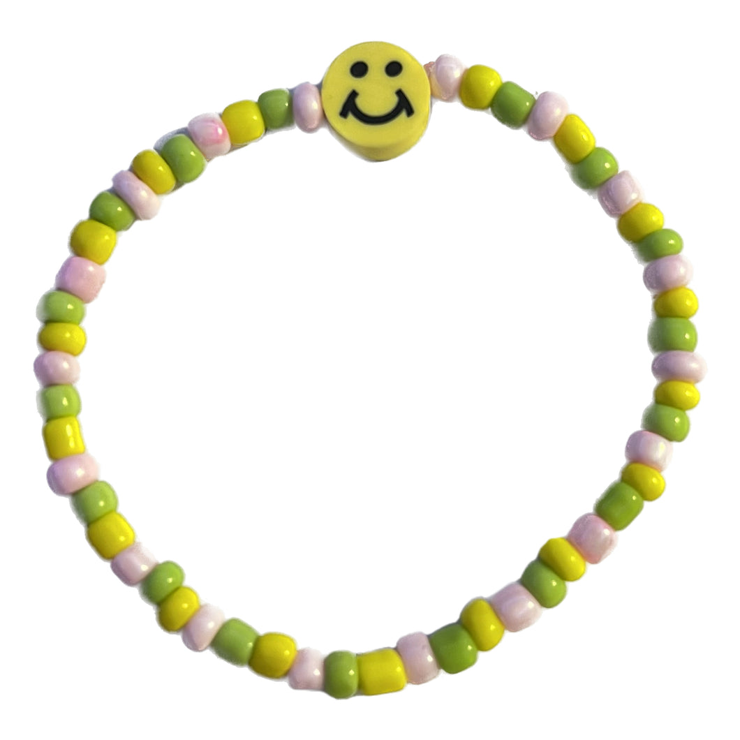 Pink Green Yellow Smiley Face Bracelet