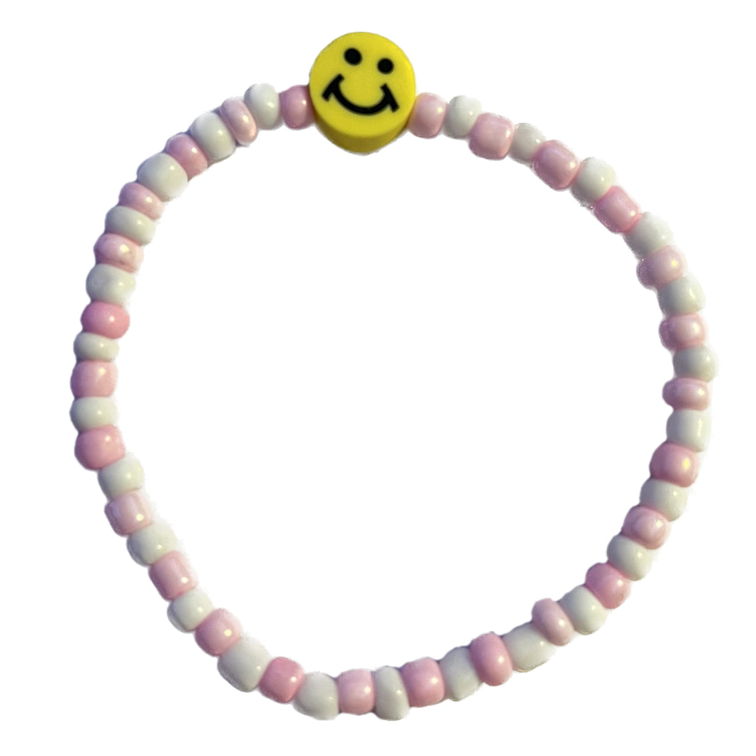 Pink and White Smiley Face Bracelet
