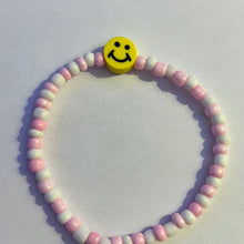 Load image into Gallery viewer, Pink and White Smiley Face Bracelet
