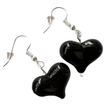 Load image into Gallery viewer, Black Heart Earrings
