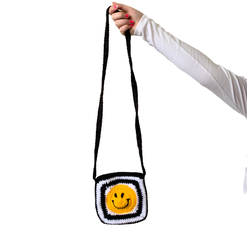 Black and White Smiley Face Crossbody