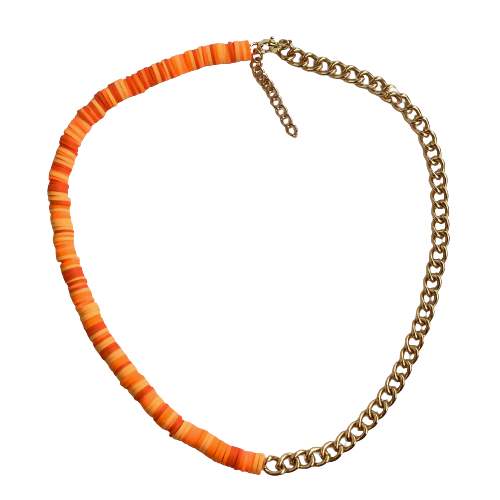 Half n Half Chain Necklace - Orange