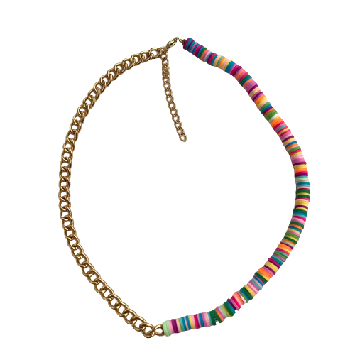 Half n Half Chain Necklace - Rainbow