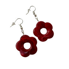 Load image into Gallery viewer, Red Flower Earrings

