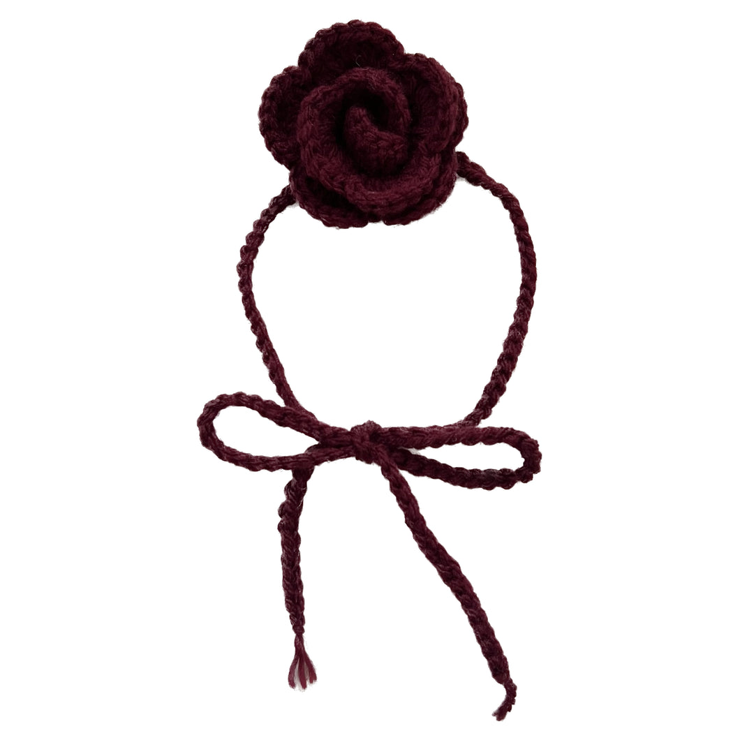 Burgundy Crochet Rose Choker