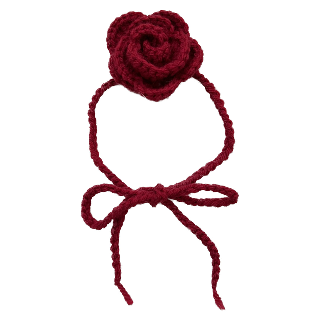 Bright Red Crochet Rose Choker
