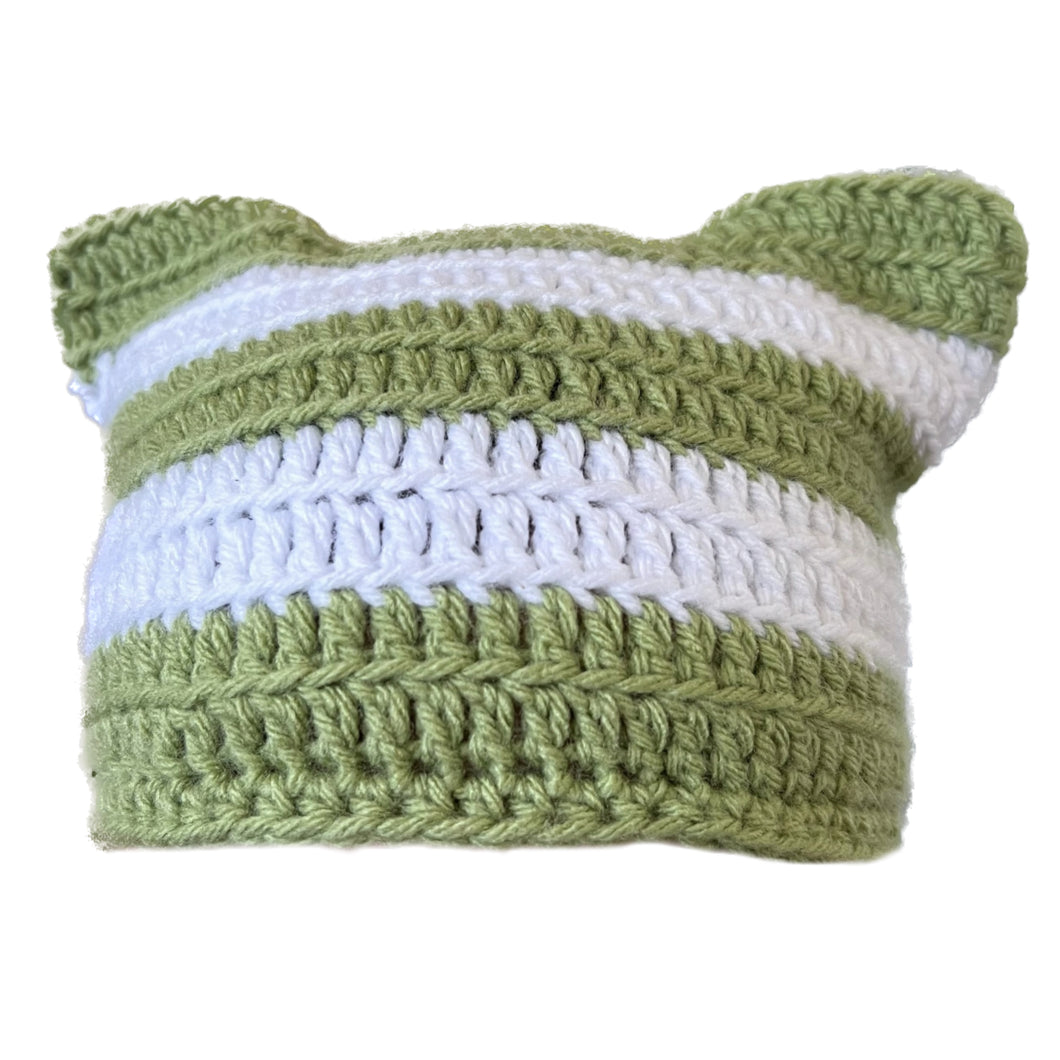 Green and White Cat Hat