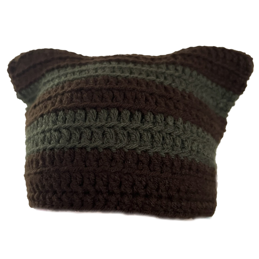 Dark Green and Brown Cat Hat