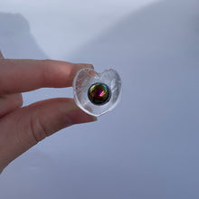Load image into Gallery viewer, Clear Heart Oil Slick Stud Ring
