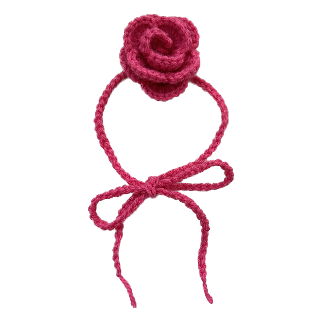 Pink Crochet Rose Choker