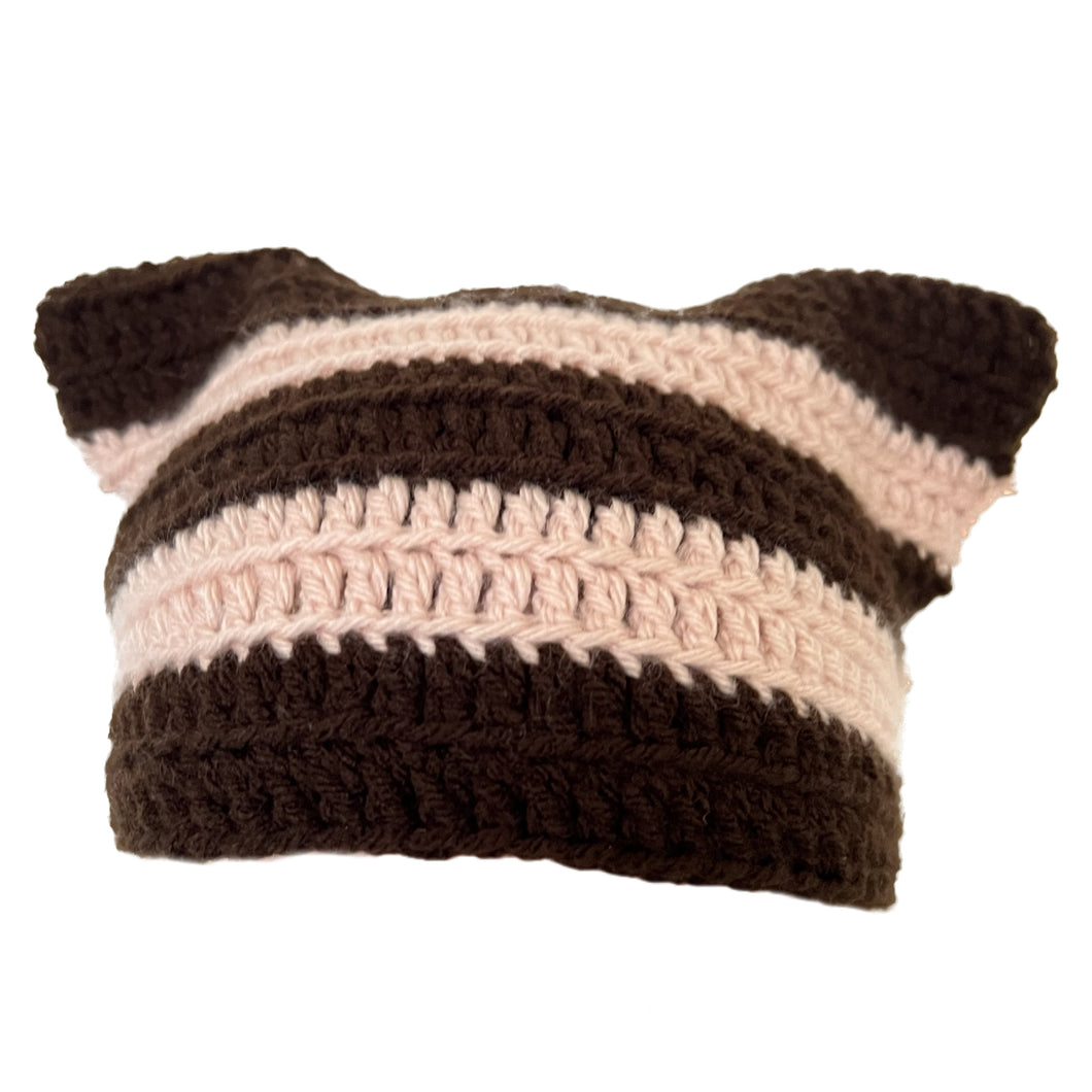 Brown and Light Pink Cat Hat