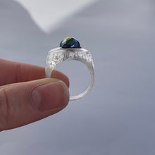 Load image into Gallery viewer, Clear Heart Oil Slick Stud Ring
