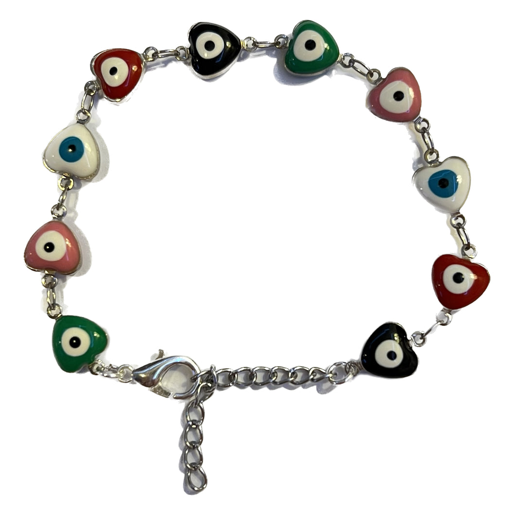 Colourful Heart Evil Eye Bracelet