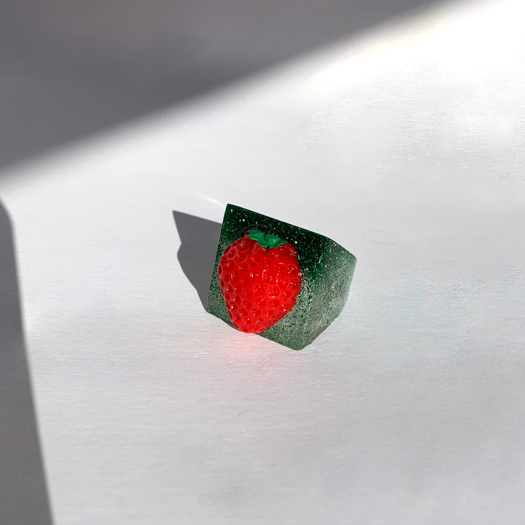 Strawberry Glitter Ring